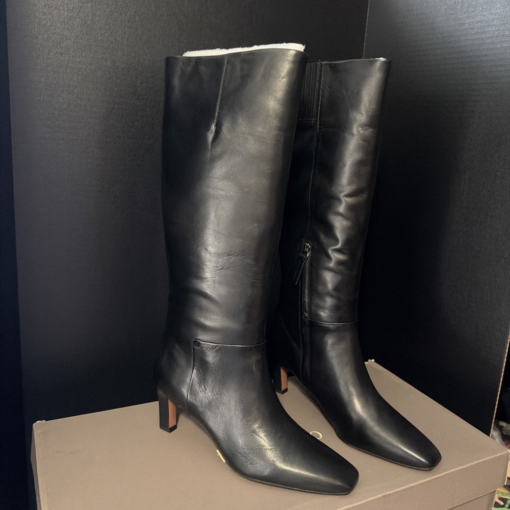 Sarto by Franco Sarto L-Timmy Black Leather Knee Boots Women's 10M US/41 EU NIB - Picture 7 of 16